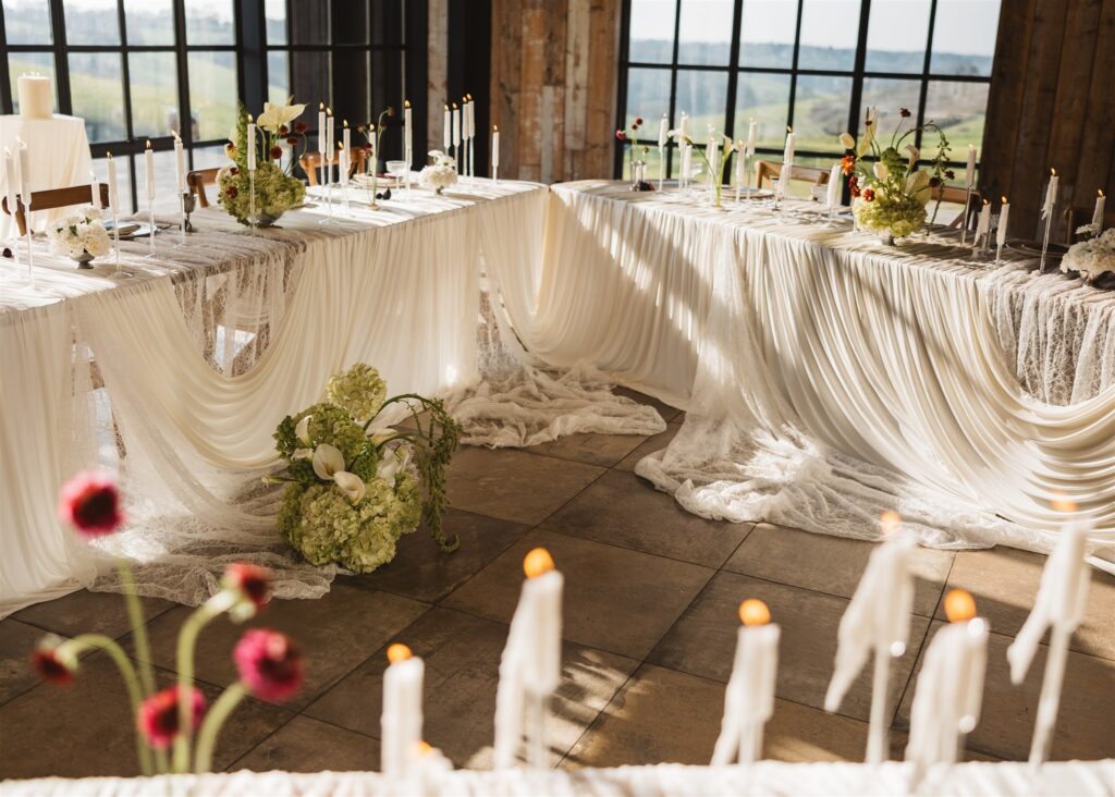 A Modern Wedding Tablescape with Heirloom Lace Accessories