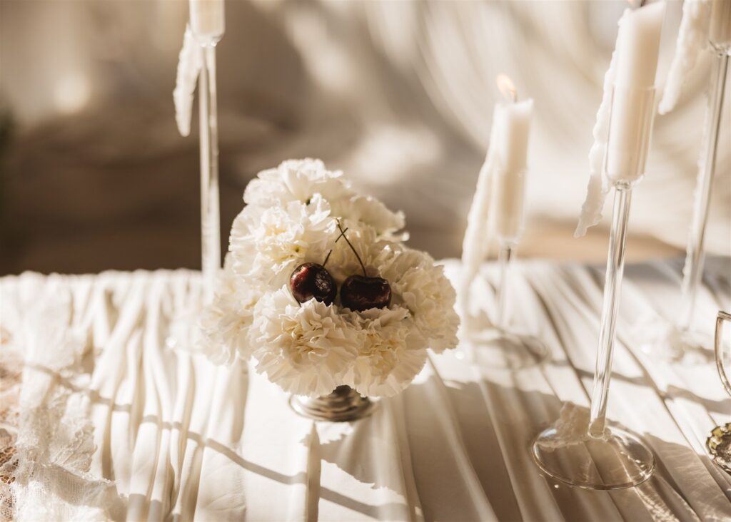 A Modern Wedding Tablescape with Heirloom Lace Accessories