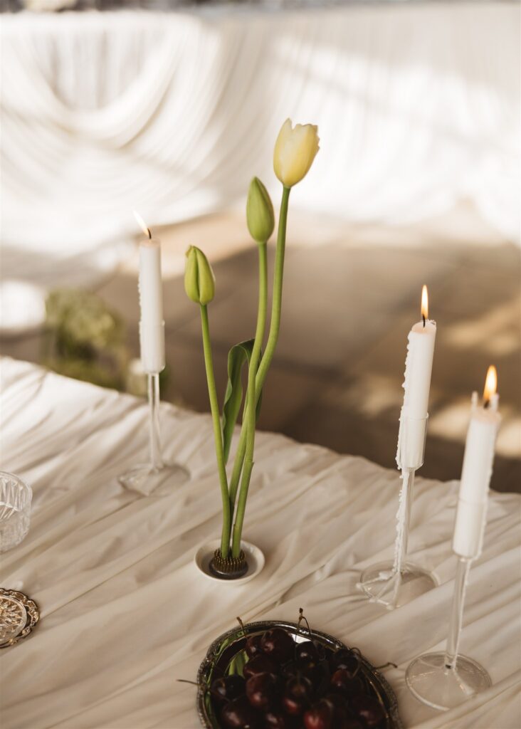 A Modern Wedding Tablescape with Heirloom Lace Accessories