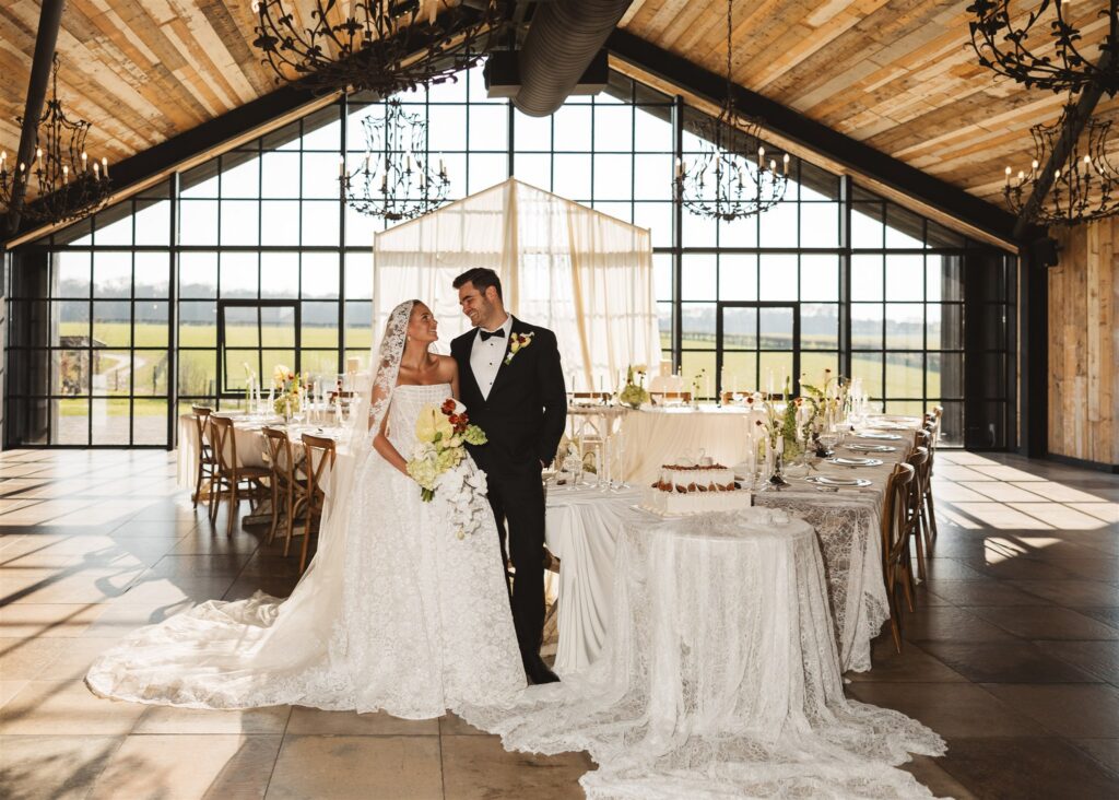 A Modern Wedding Tablescape with Heirloom Lace Accessories