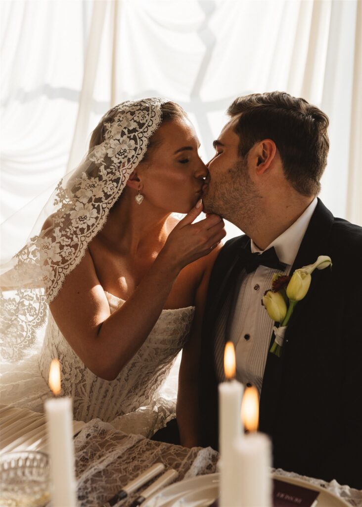 A Modern Wedding Tablescape with Heirloom Lace Accessories