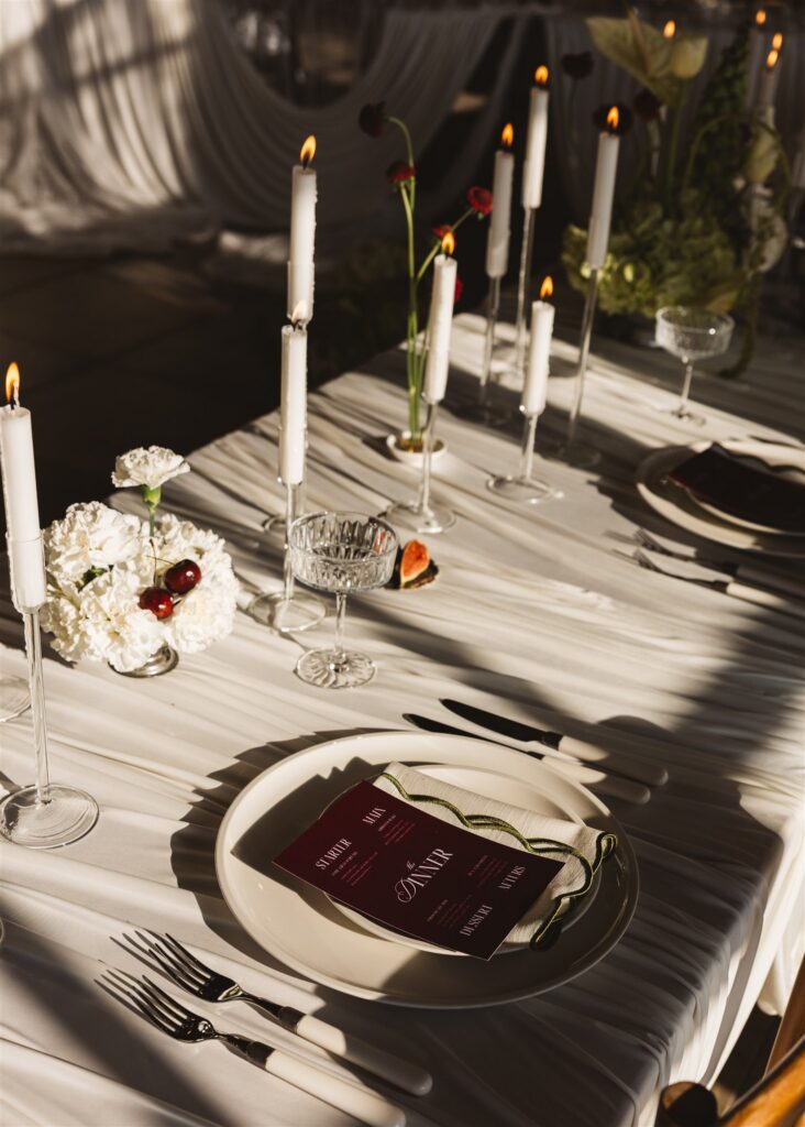 A Modern Wedding Tablescape with Heirloom Lace Accessories