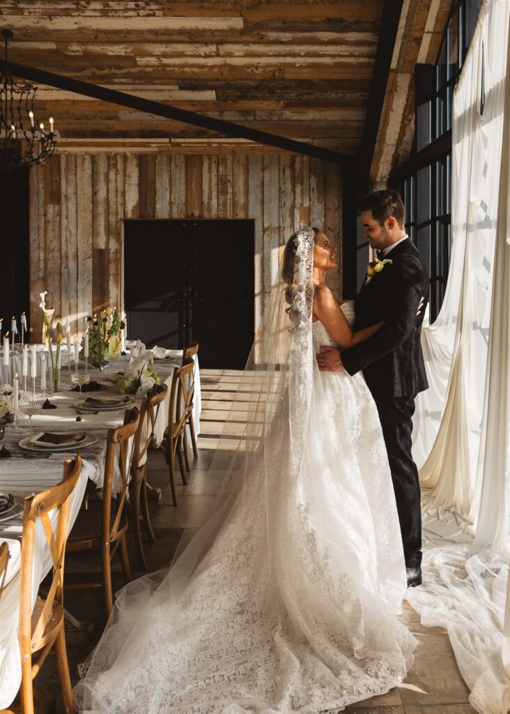 A Modern Wedding Tablescape with Heirloom Lace Accessories