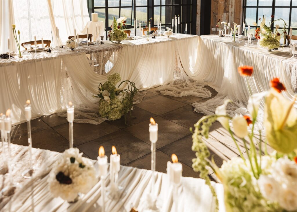 A Modern Wedding Tablescape with Heirloom Lace Accessories