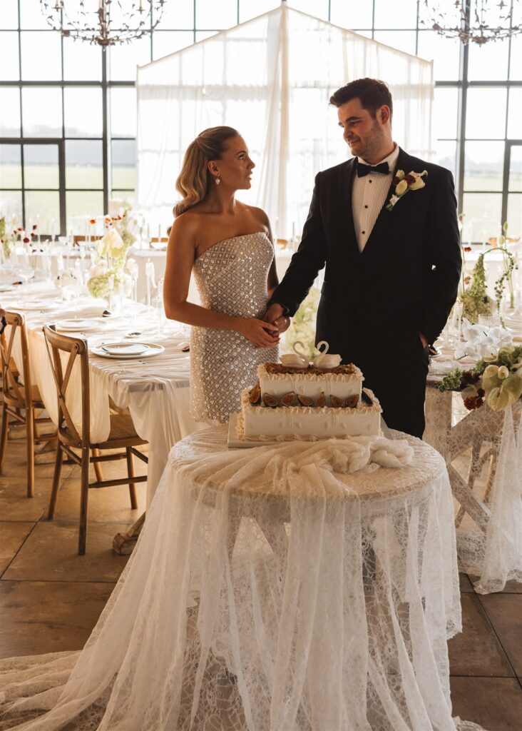 A Modern Wedding Tablescape with Heirloom Lace Accessories