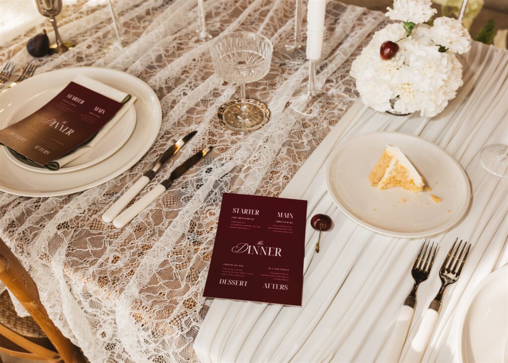 A Modern Wedding Tablescape with Heirloom Lace Accessories