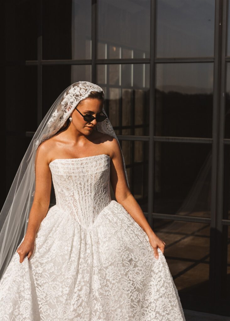 A Modern Wedding Tablescape with Heirloom Lace Accessories