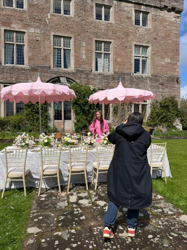Alfresco Wedding Inspiration With Bespoke Napkins at Askham Hall