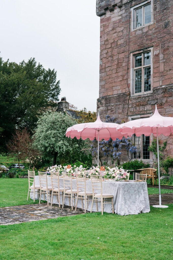 Alfresco Wedding Inspiration With Bespoke Napkins at Askham Hall