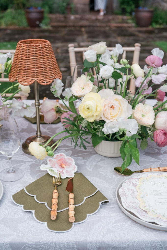 Alfresco Wedding Inspiration With Bespoke Napkins at Askham Hall