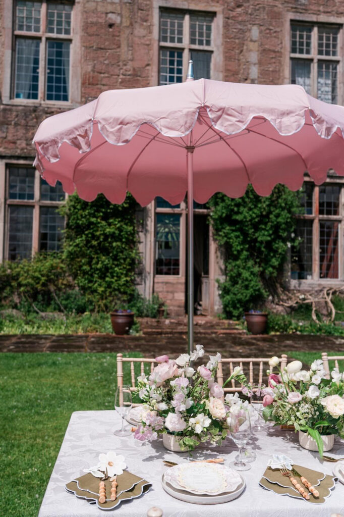 Alfresco Wedding Inspiration With Bespoke Napkins at Askham Hall