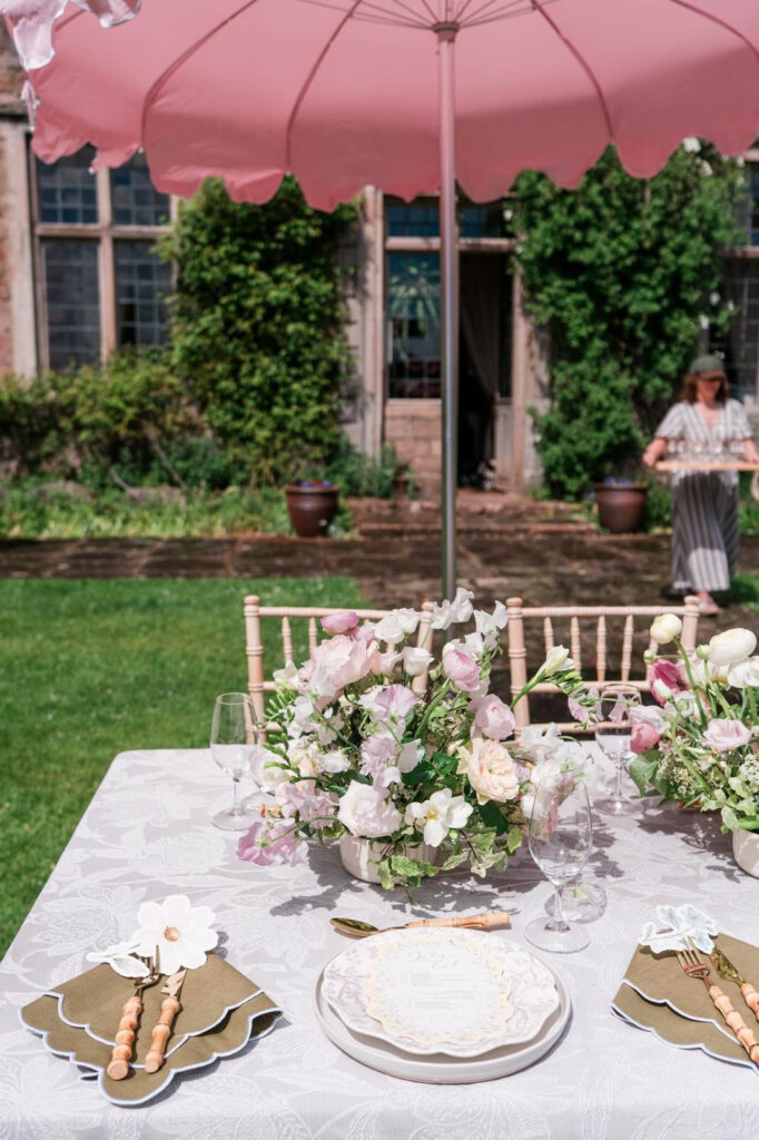 Alfresco Wedding Inspiration With Bespoke Napkins at Askham Hall