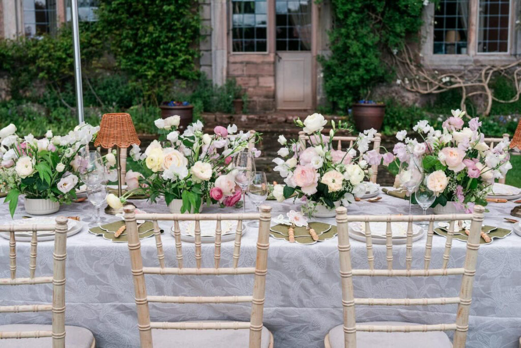 Alfresco Wedding Inspiration With Bespoke Napkins at Askham Hall