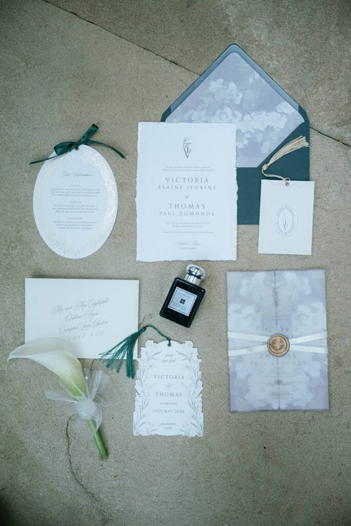 Luxury Green & White Wedding Inspiration at Harlaxton Manor