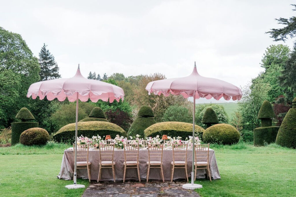 Alfresco Wedding Inspiration With Bespoke Napkins at Askham Hall