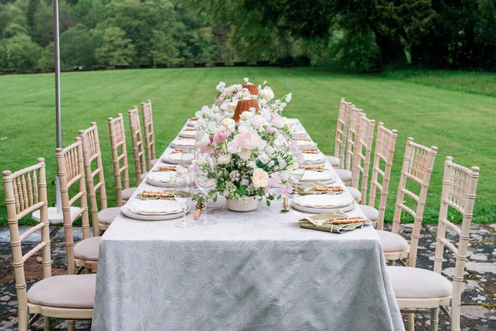 Alfresco Wedding Inspiration With Bespoke Napkins at Askham Hall