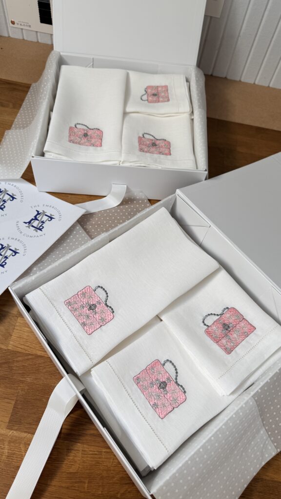 Bespoke Embroidered Napkins for Kurt Geiger & Tina Knowles