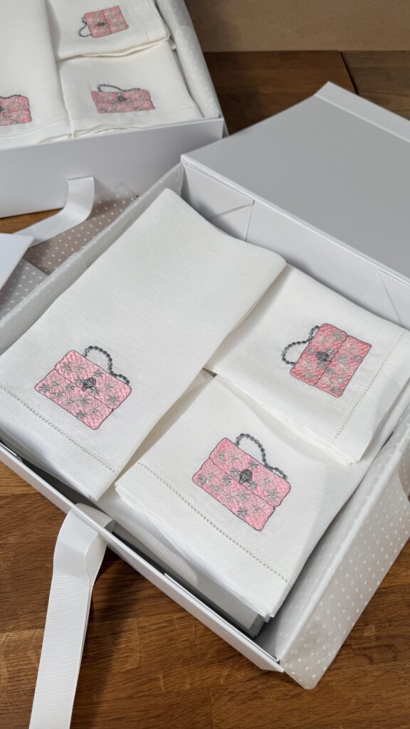 Bespoke Embroidered Napkins for Kurt Geiger & Tina Knowles