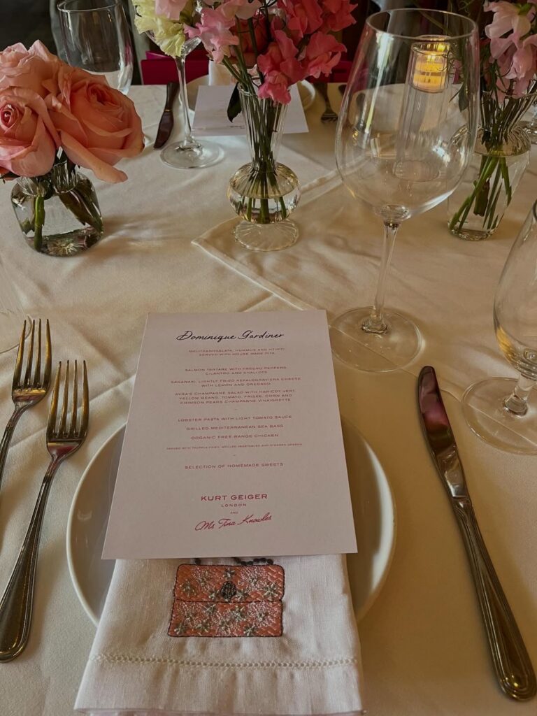 Bespoke Embroidered Napkins for Kurt Geiger & Tina Knowles