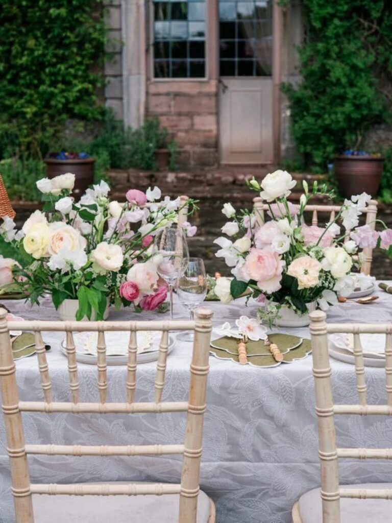 Alfresco Wedding Inspiration With Bespoke Napkins at Askham Hall