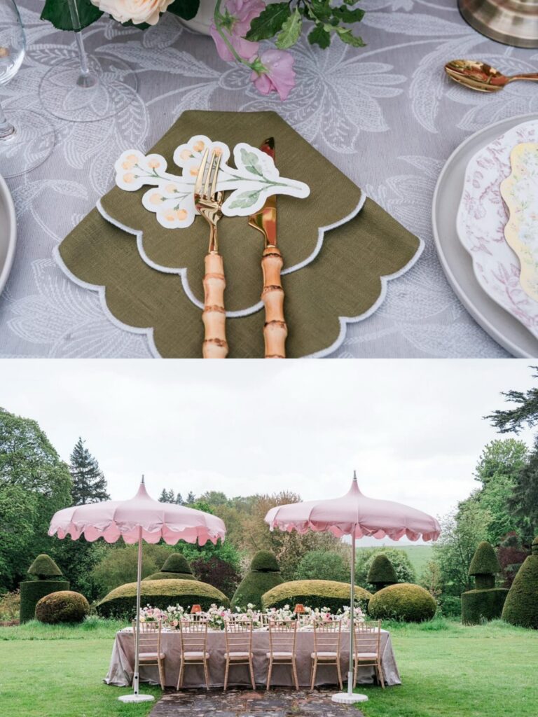 Alfresco Wedding Inspiration With Bespoke Napkins at Askham Hall