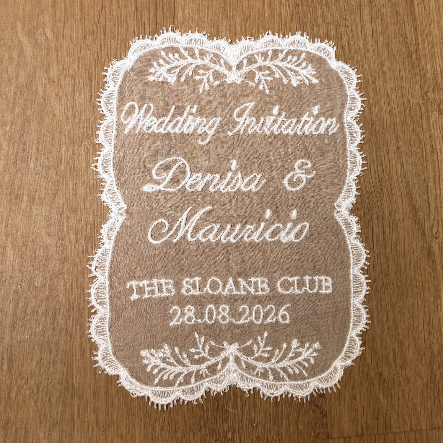 A6 Silk Organza Lace Wedding Invitation or Save the Date - Image 4