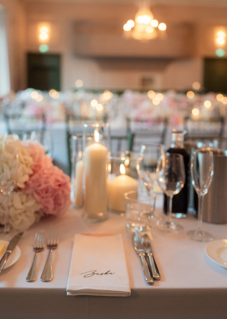 Personalised Place Setting Napkins for Zuska & Amos' Beautiful Wedding