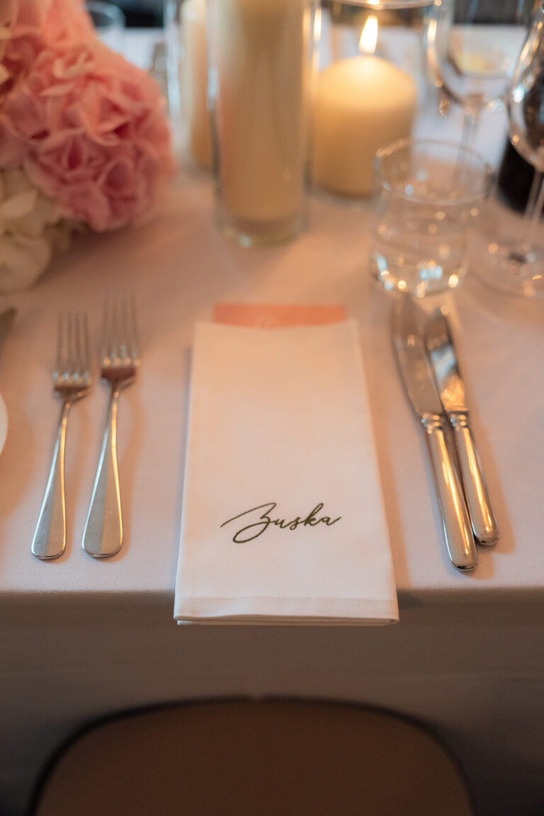Personalised Place Setting Napkins for Zuska & Amos' Beautiful Wedding