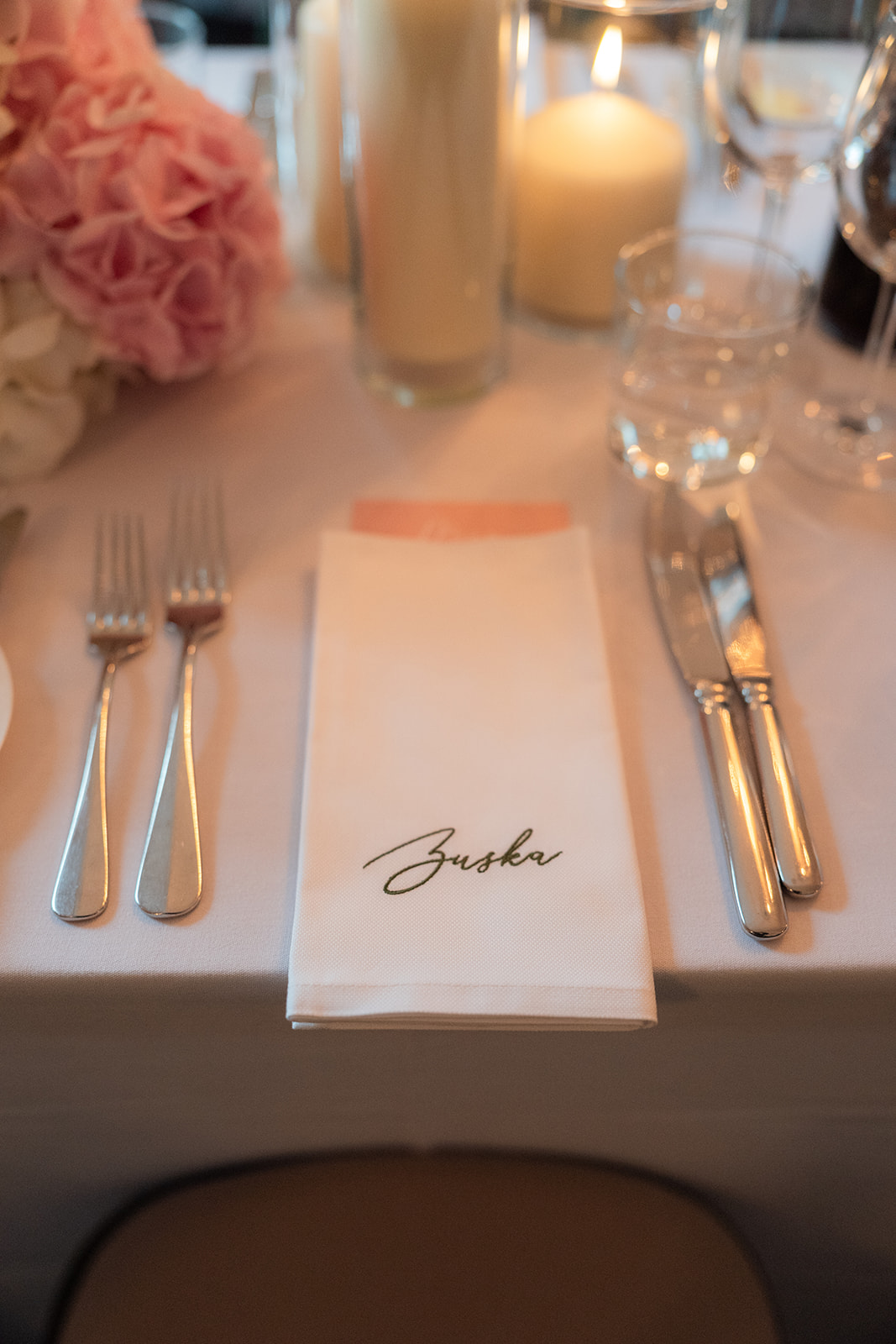 Personalised Place Setting Napkins for Zuska & Amos' Beautiful Wedding