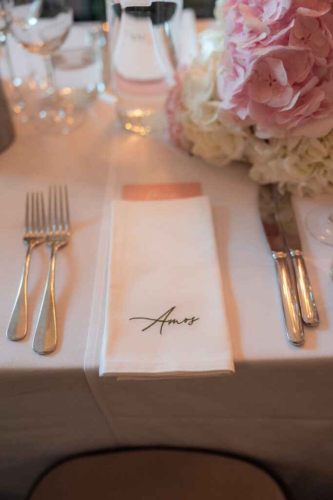 Personalised Place Setting Napkins for Zuska & Amos' Beautiful Wedding