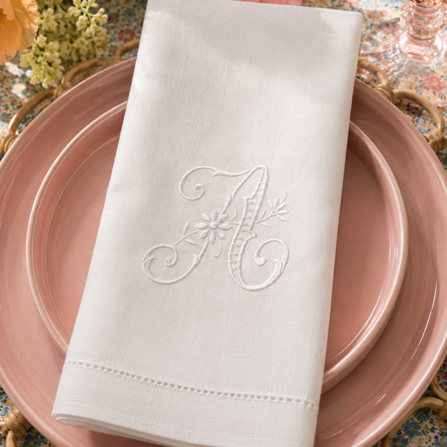 LINEN HEMSTITCH NAPKIN Cutwork Napkins