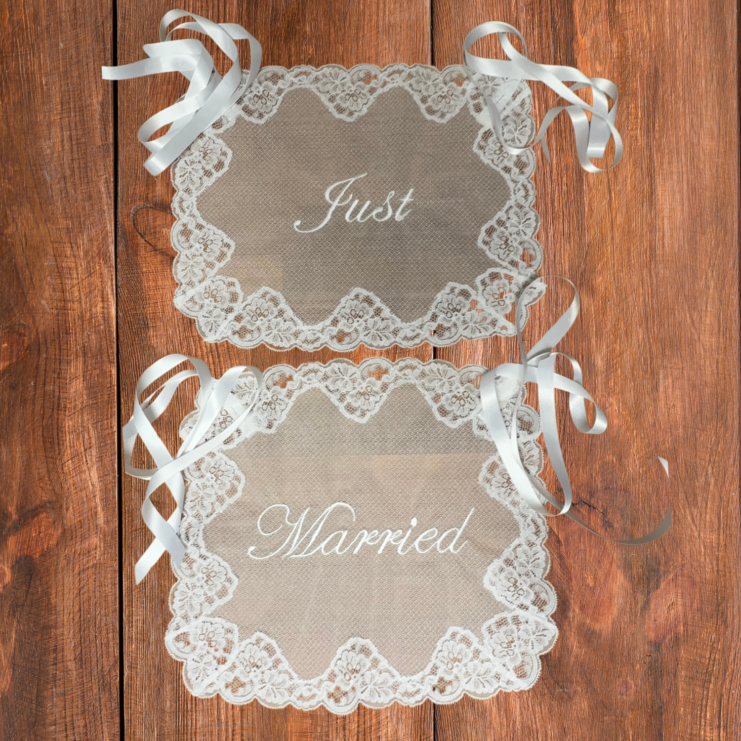 Personalised Lace Wedding Chair Signs - Image 2