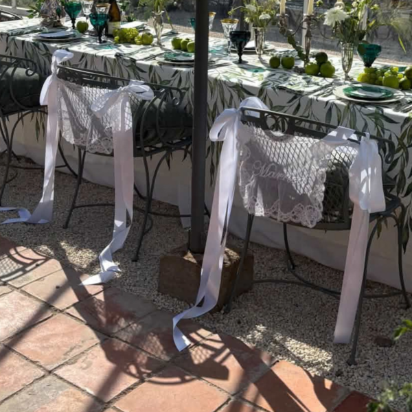 Personalised Lace Wedding Chair Signs