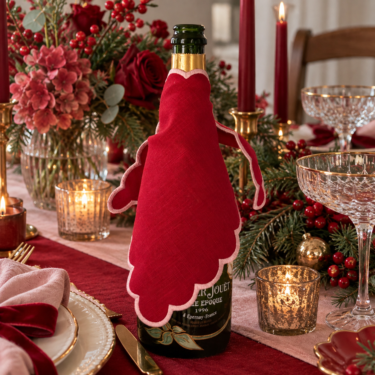 Champagne Bottle Wrap Red and Pink