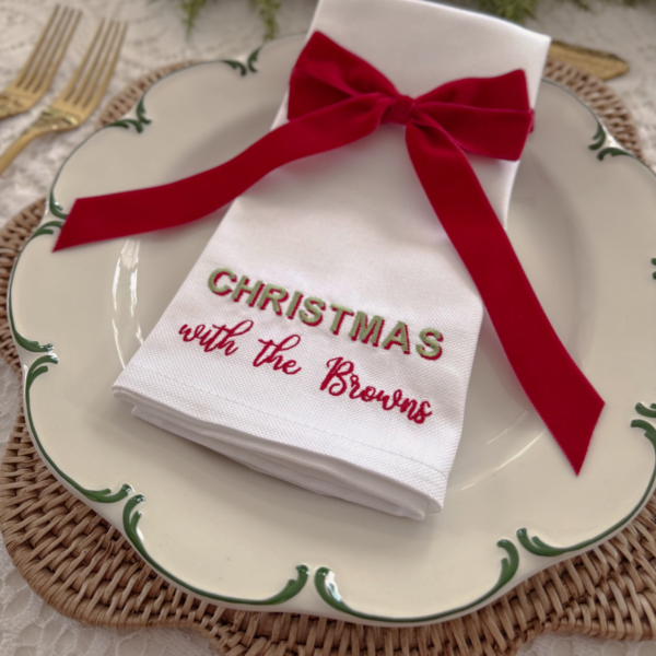 COTTON NAPKIN Family Christmas Napkin Personalised Surname COTTON NAPKIN - Family Christmas Napkin Personalised with Surname