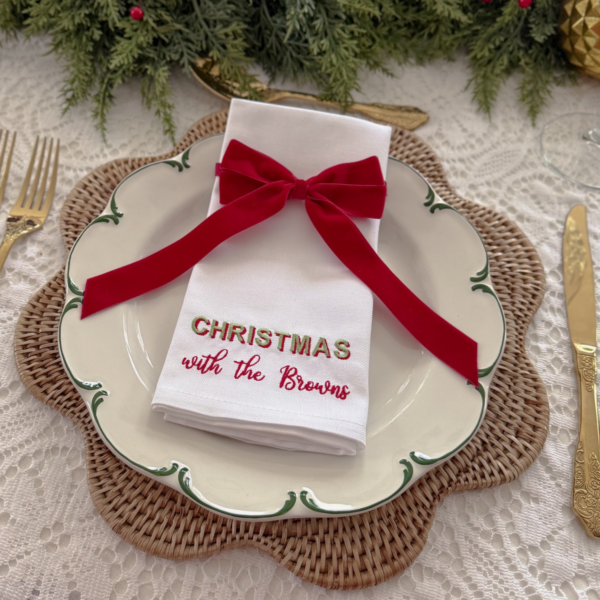 COTTON NAPKIN - Family Christmas Napkin Personalised with Surname