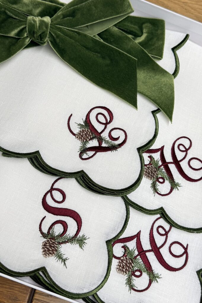 Personalised Christmas Napkins and Bows