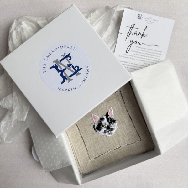 Set of Four Personalised Pet Portrait Napkins