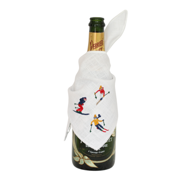 Ski Lover Gift Embroidered Champagne Bottle Wrap with Winter Ski Ski Lover Gift – Embroidered Champagne Bottle Wrap with Winter Skiers