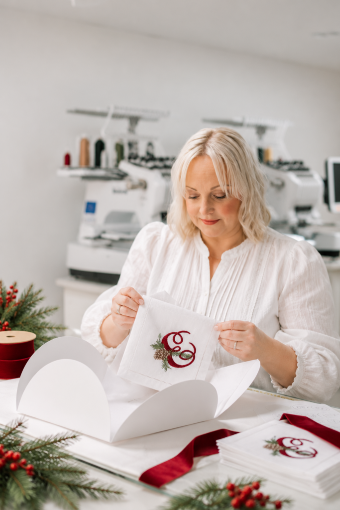 Personalised Christmas Napkins and Bows